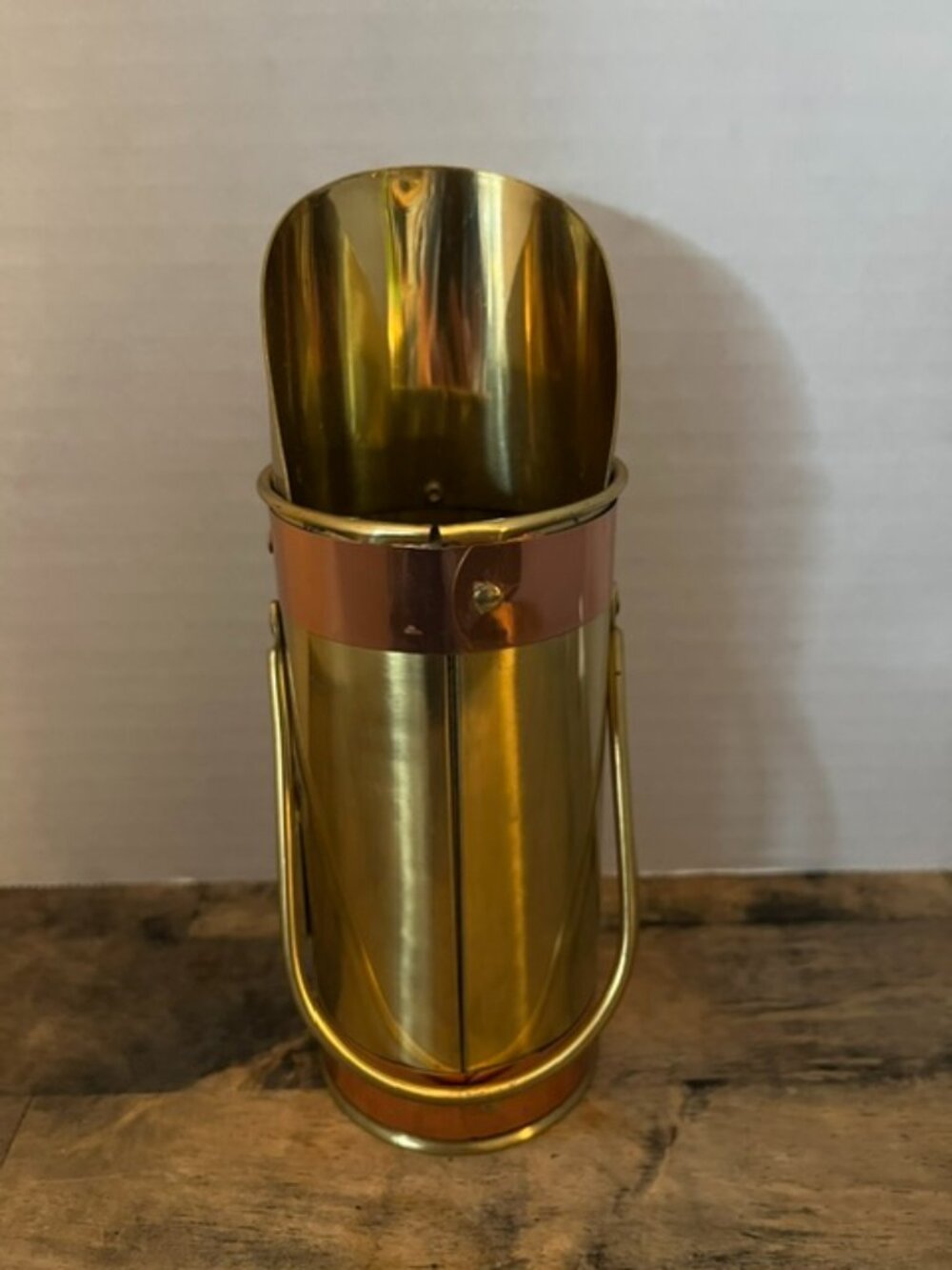 Vintage Brass And Copper Fireplace -Long Match Holder With Striker  New-Striker